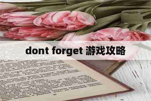 dont forget 游戏攻略